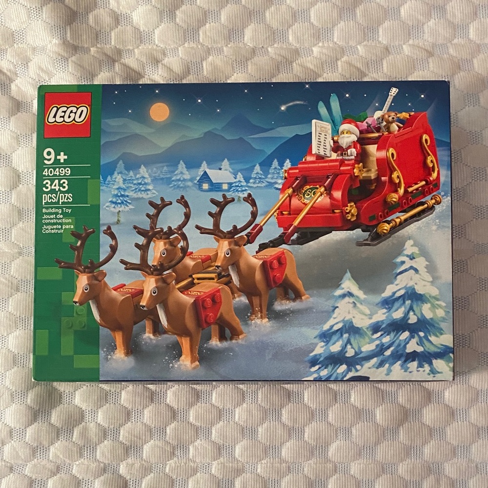 NIB Lego Red Sleigh with Brown Reindeer and Green Accents